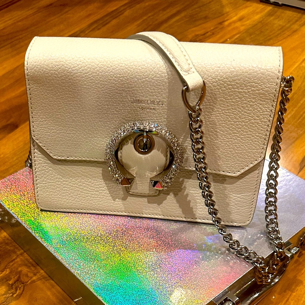Jimmy Choo Off-White Mini Paris Chain Bag